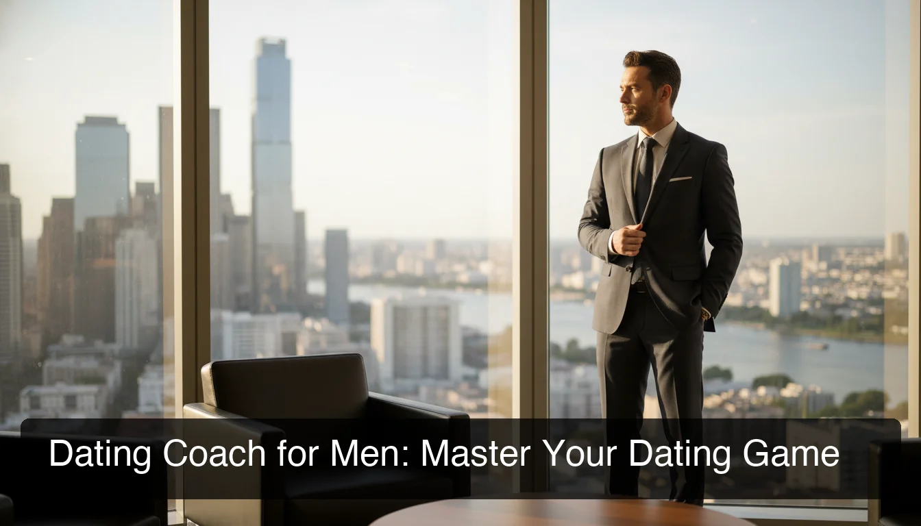 SLIDD AI dating coach for men — confident man in modern office near city window
