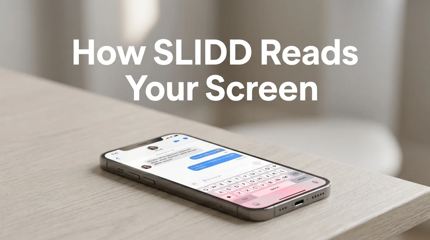 How does SLIDD AI work — iPhone showing the SLIDD keyboard reading a dating app conversation in real time
