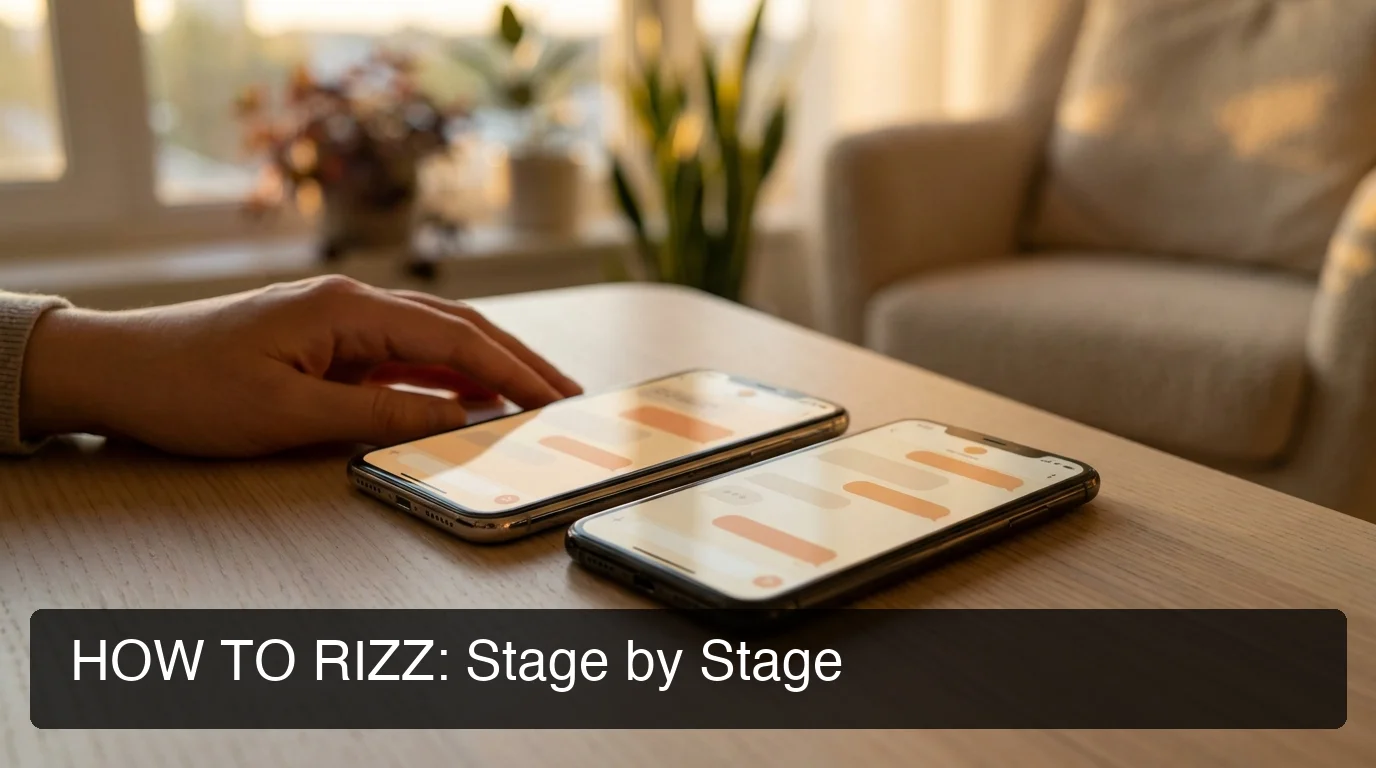 SLIDD AI how to rizz guide showing the five conversational stages from opener to close