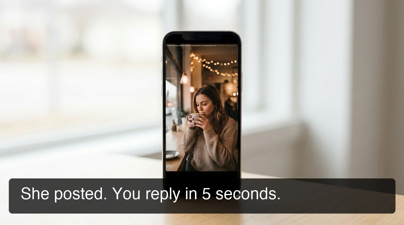 how to slide into dms — iPhone showing an Instagram story reply field lit up in warm soft light