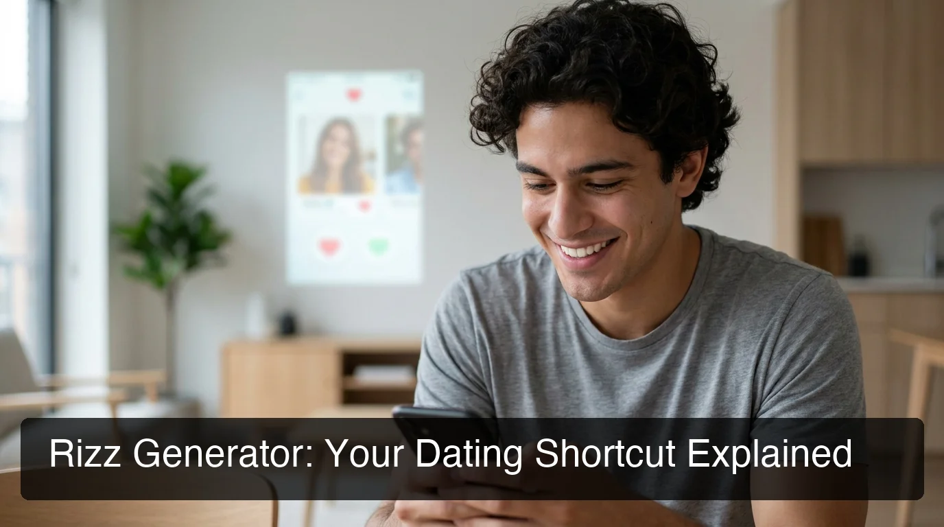 Rizz generator helping a confident man craft the perfect dating opener on his phone