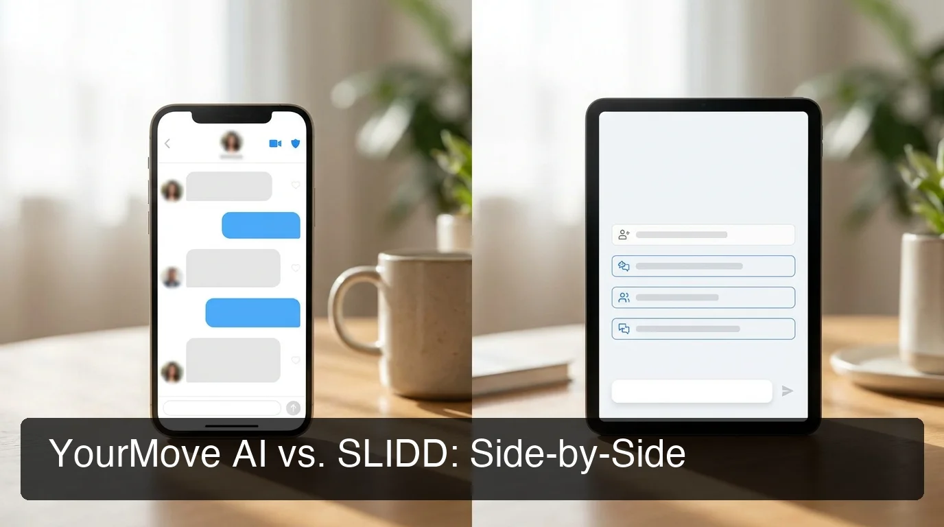 yourmove ai comparison overview showing split-screen dating app message thread versus AI keyboard reply generation