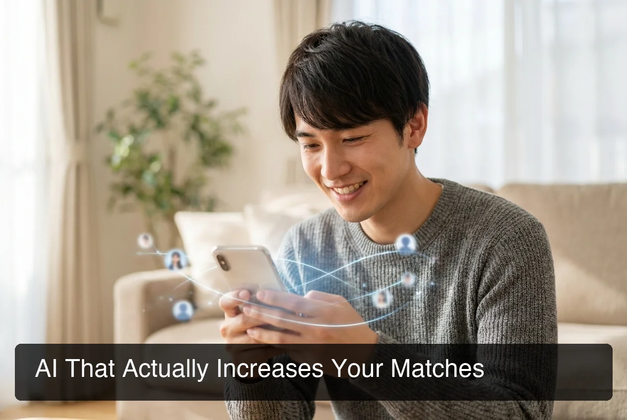 SLIDD AI dating assistant tool showing how AI increases match rates and response rates on dating apps