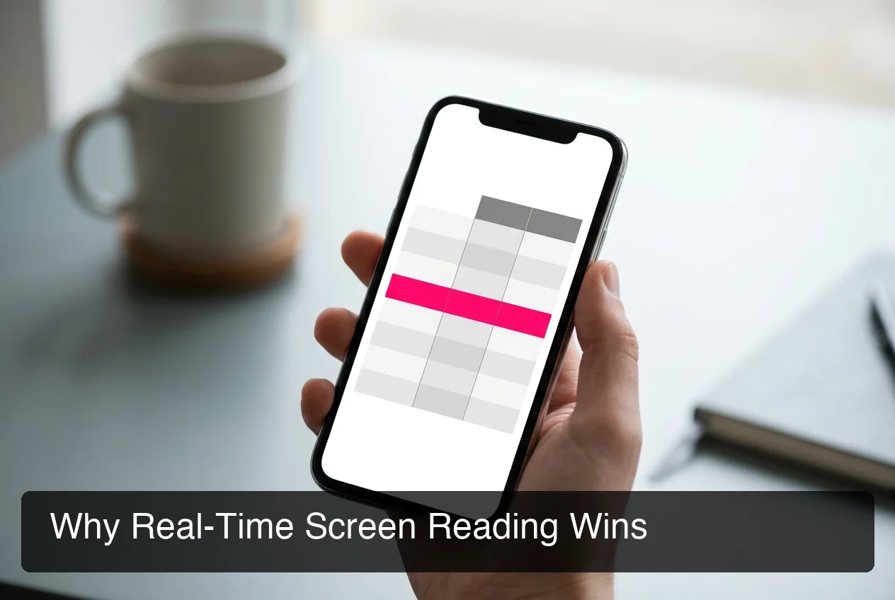 Clean comparison table layout on a smartphone screen with a hot pink accent highlighting the leading row