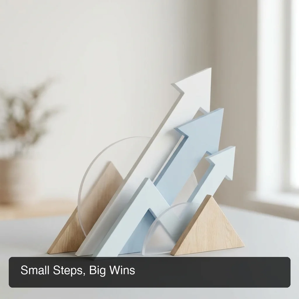 Upward momentum abstract visualization representing small wins building confidence