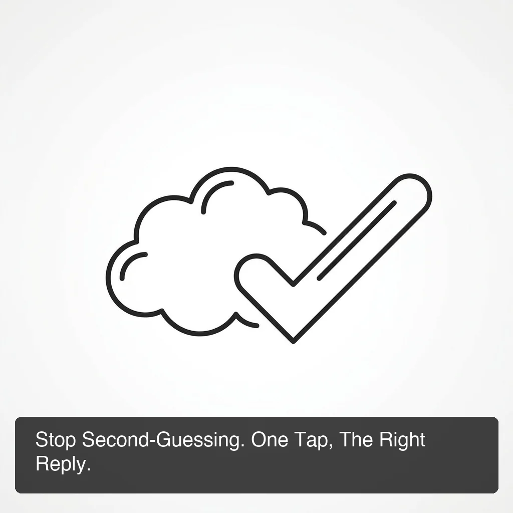 double texting from overthinking to action — brain to checkmark illustration showing confident decision to reply