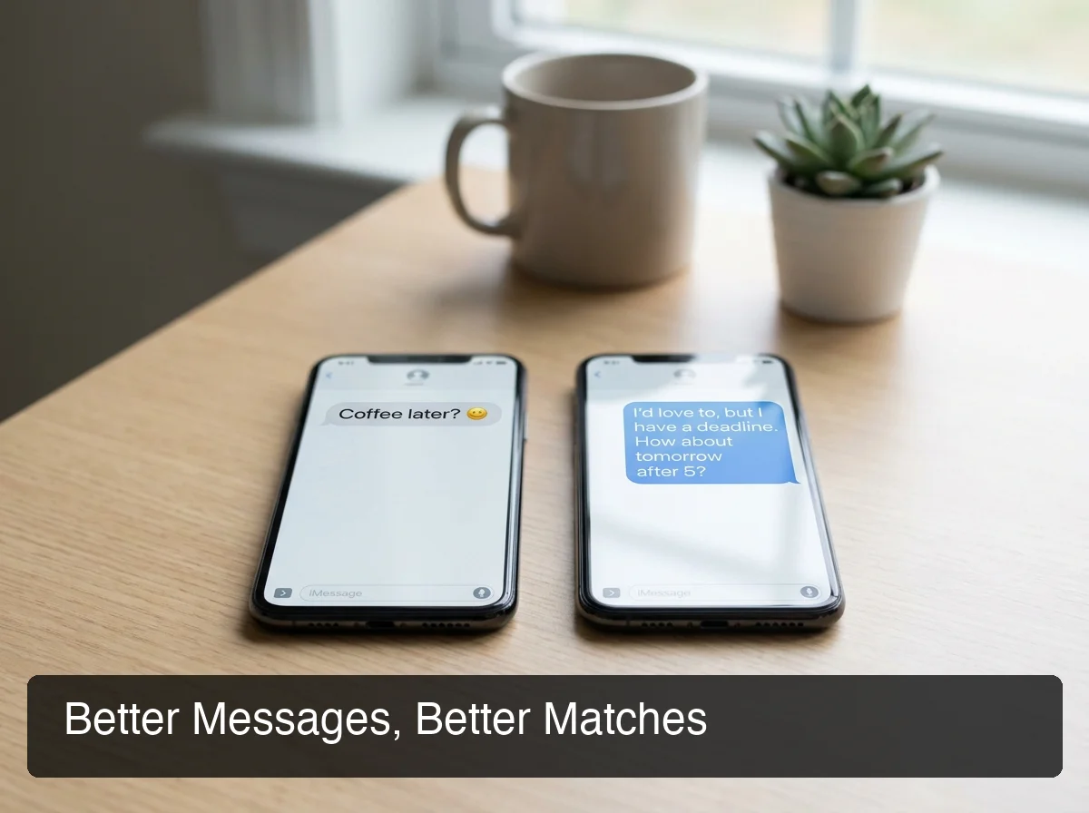 SLIDD AI better messages better matches — before and after messaging workflow