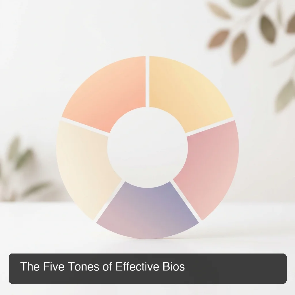 sliddai tinder profile bio tone spectrum — five tones arranged in a circular gradient: Flirty, Bold, Witty, Sincere, Casual with short descriptors, clean infographic style