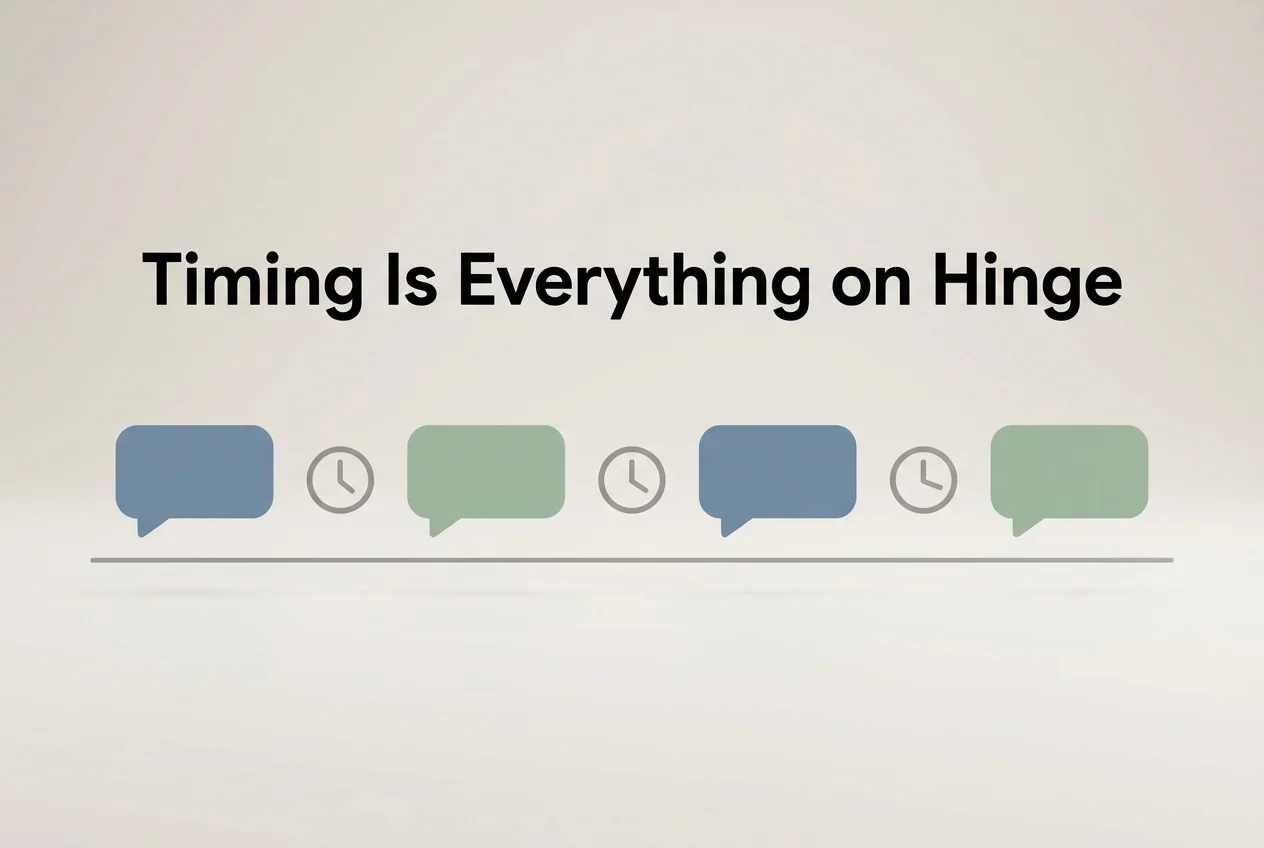 Hinge reply timing visualization showing message pacing over a conversation