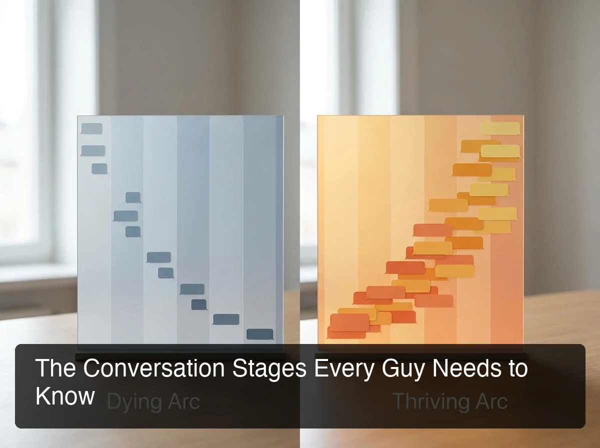 Conversation flow tips — two text arcs showing how tone and message type determine whether threads die or thrive