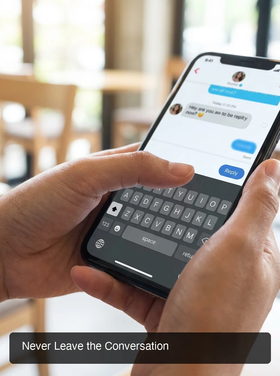 dating keyboard alternative showing SLIDD's one-tap reply inserted directly into an active conversation