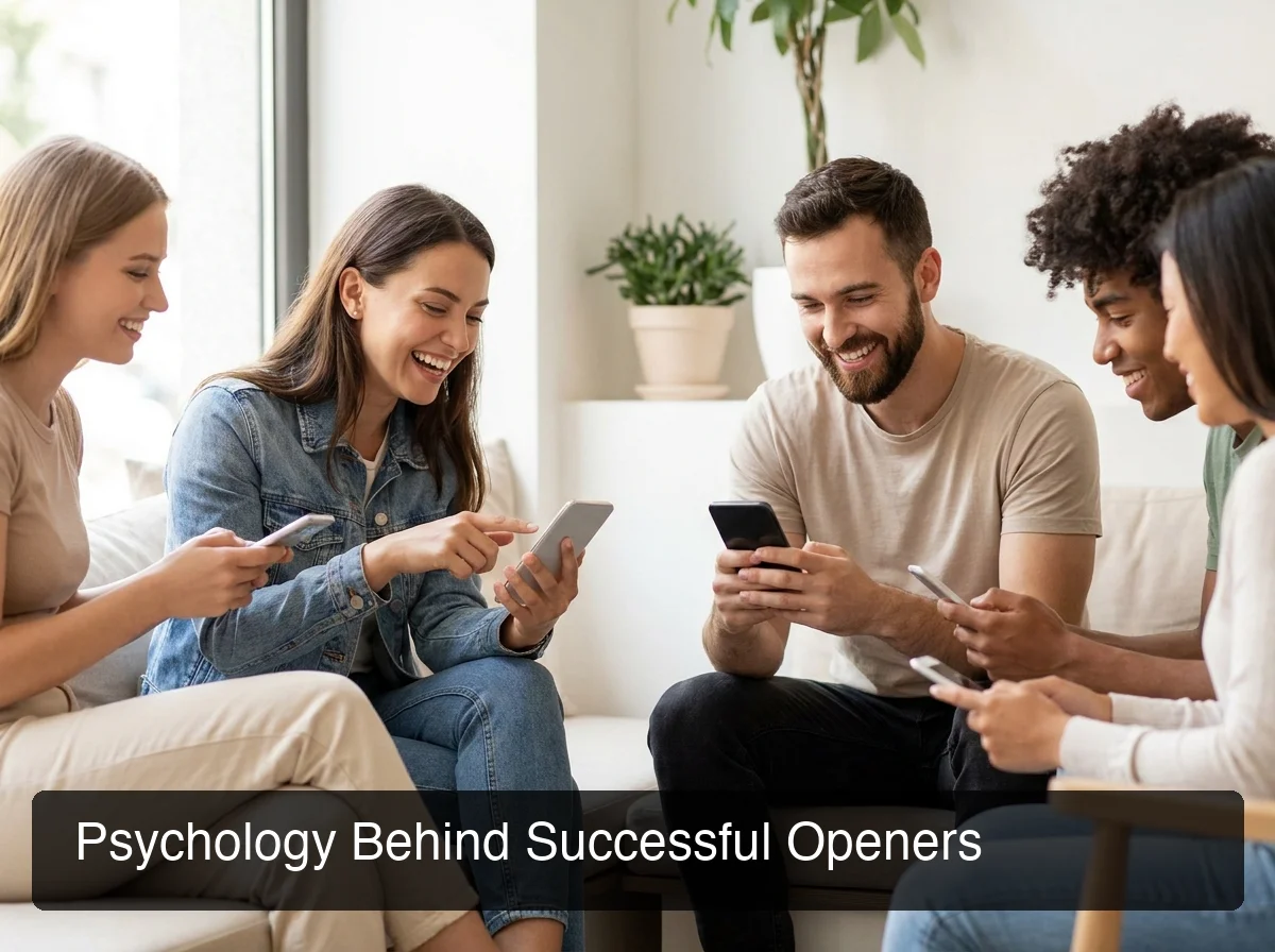 Psychology behind successful dating app openers — young adults confidently engaging on phones