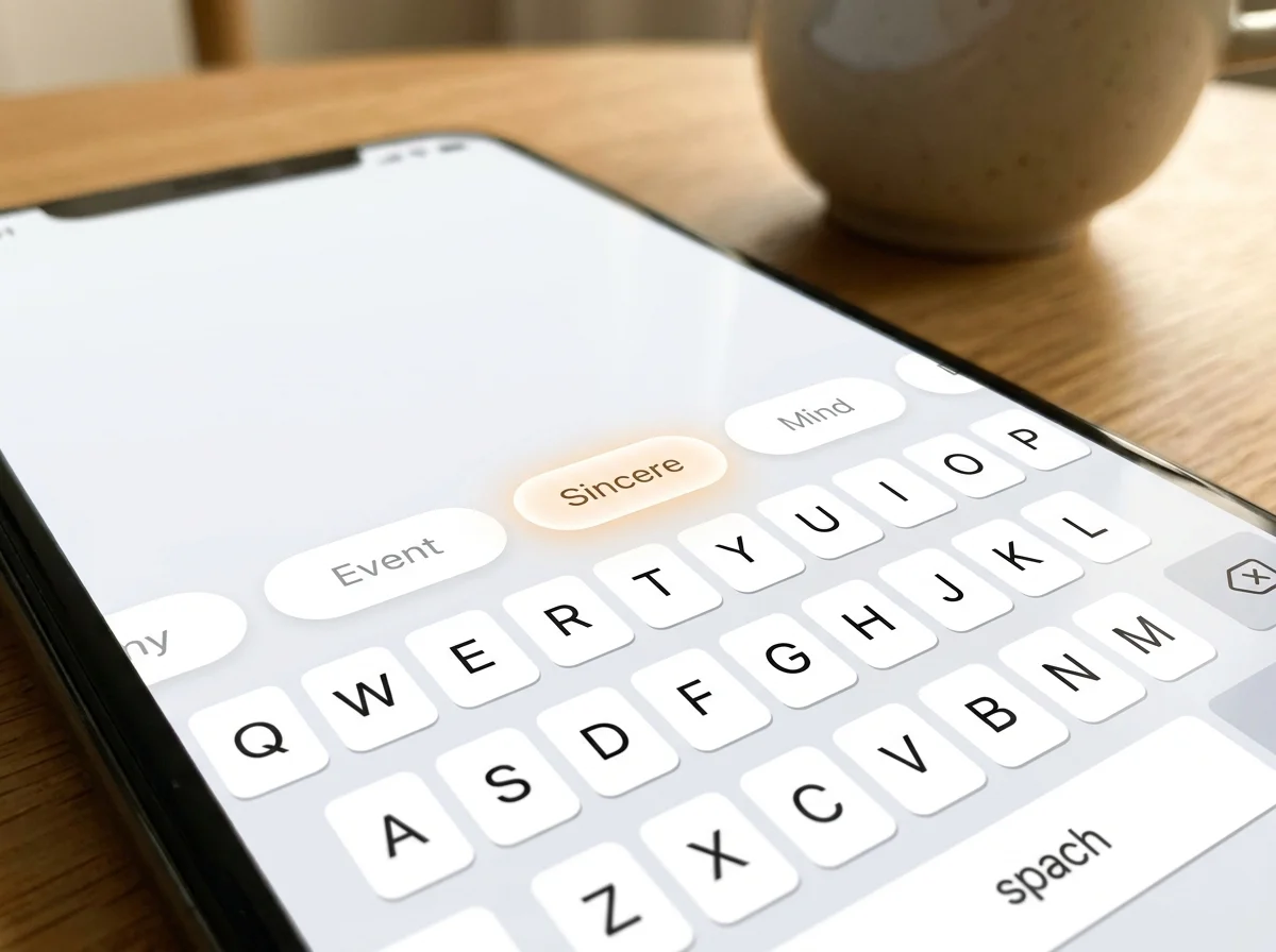 SLIDD AI keyboard tone presets highlighting the Sincere tone for restarting a dead conversation