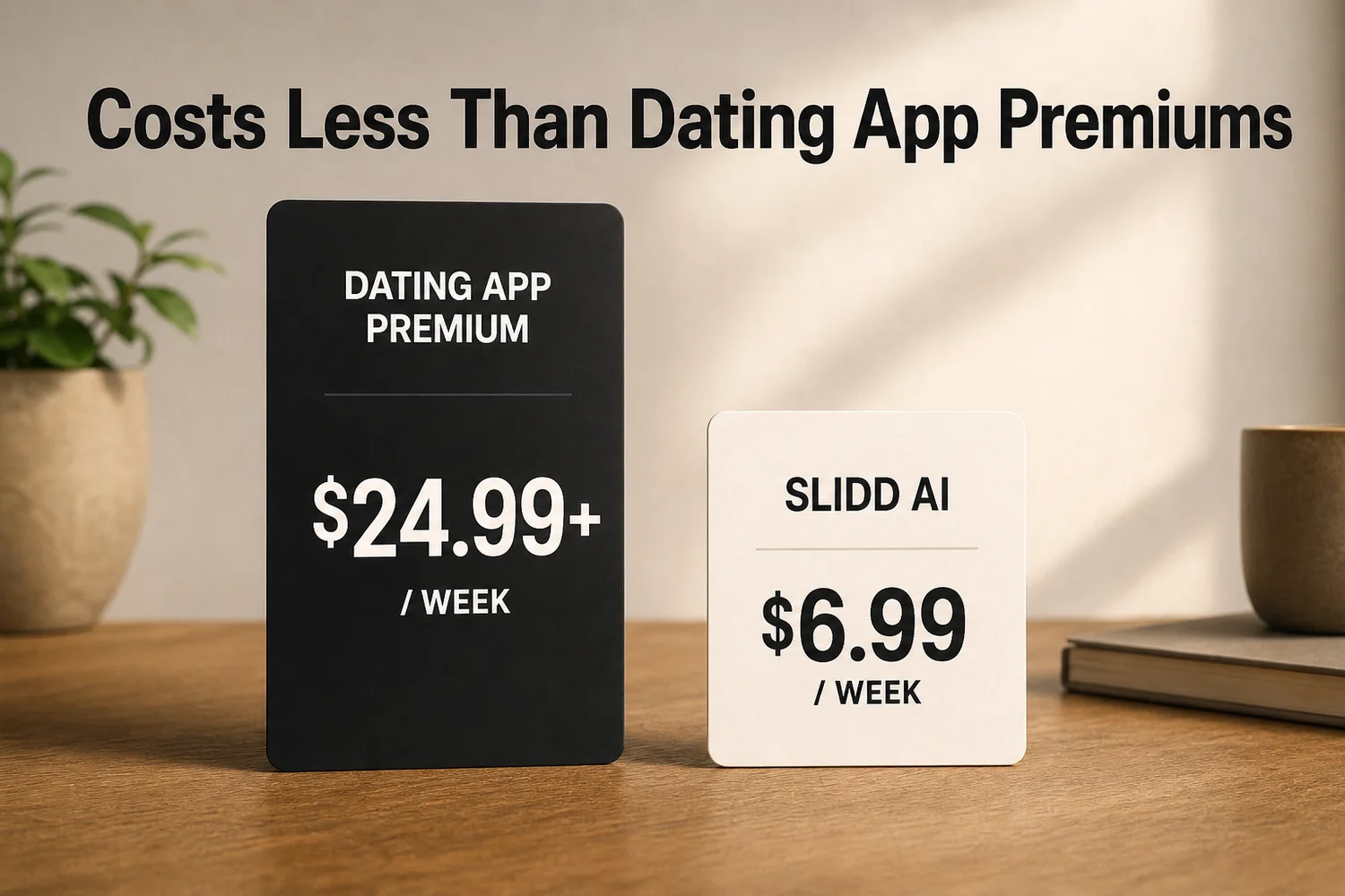 SLIDD AI price compared to Hinge Boost and Tinder Gold premium subscriptions