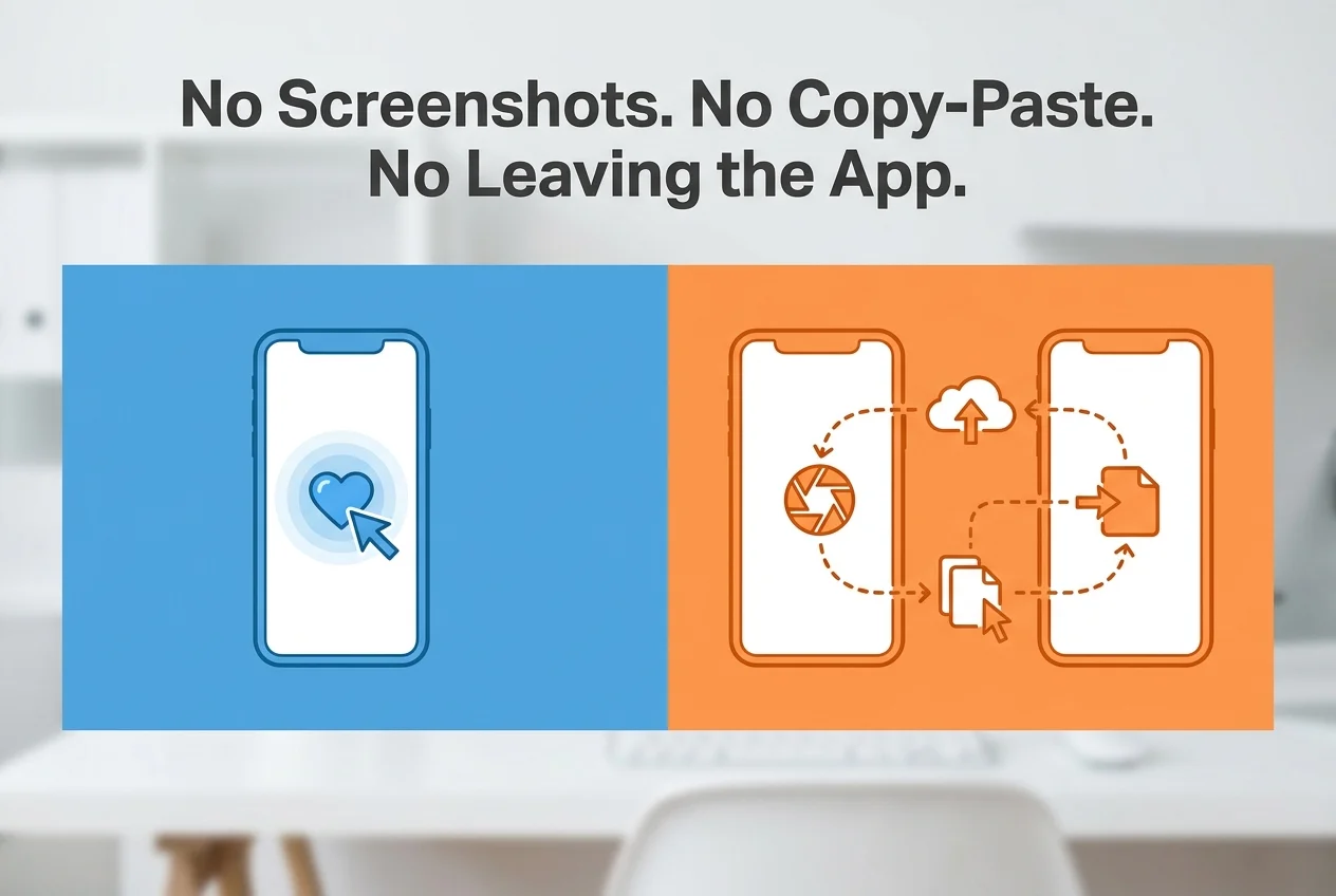 Side-by-side comparison showing SLIDD AI's one-tap workflow next to a screenshot-based competitor's multi-step upload process