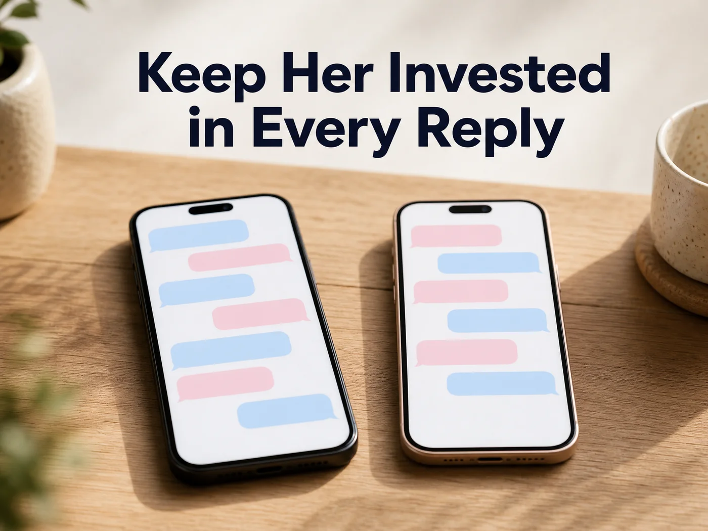 SLIDD AI example of how to flirt with a girl over text: two phones showing a balanced back-and-forth thread