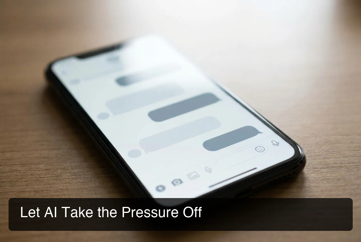 SLIDD AI keyboard showing phone interface with helpful reply suggestions and modern UI elements