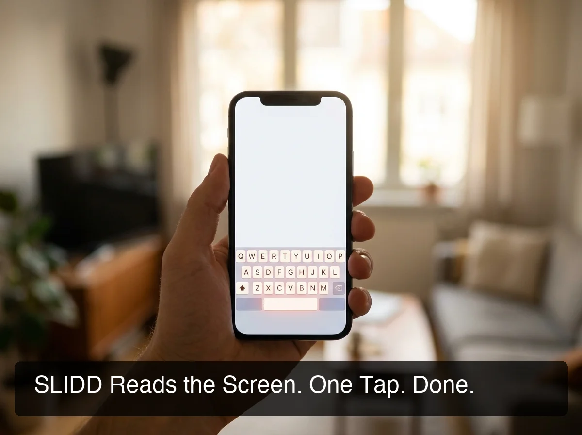 SLIDD AI keyboard reading screen in real time inside a Hinge dating app conversation